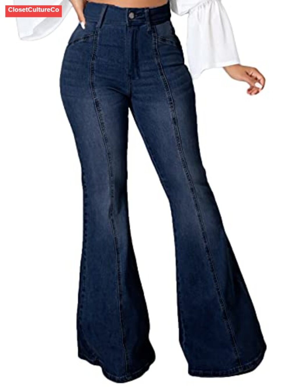 Ripped High Waist Flared Jeans with Raw Hem